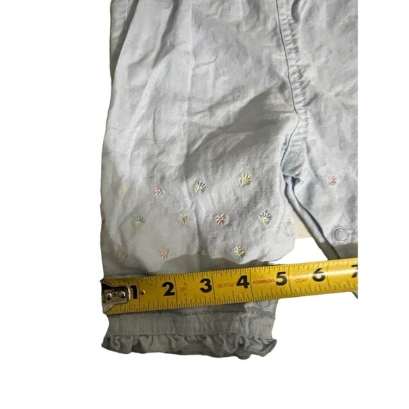 Carter s Light Blue Linen Blend Overalls Floral Girl Size Medium 6 Months Baby - Picture 7 of 16